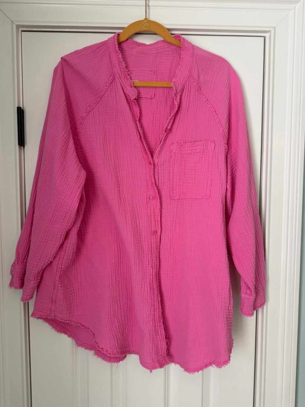 aerie Pink Pool to Party Shirt Gauze Button-Down Side Medium